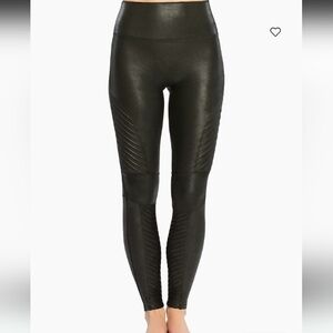 SPANX Faux Leather Moto Leggings in Black NWT XL